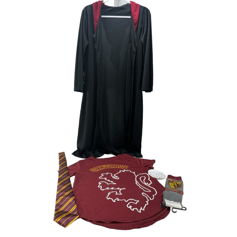 HARRY POTTER (Child’s) Black & Burgundy Robe Shirt Tie Socks BUNDLE- READ BELOW
